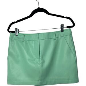 Amanda Uprichard Revolve Brooklyn Turquoise Mint Vegan Leather Mini Skirt Sz M